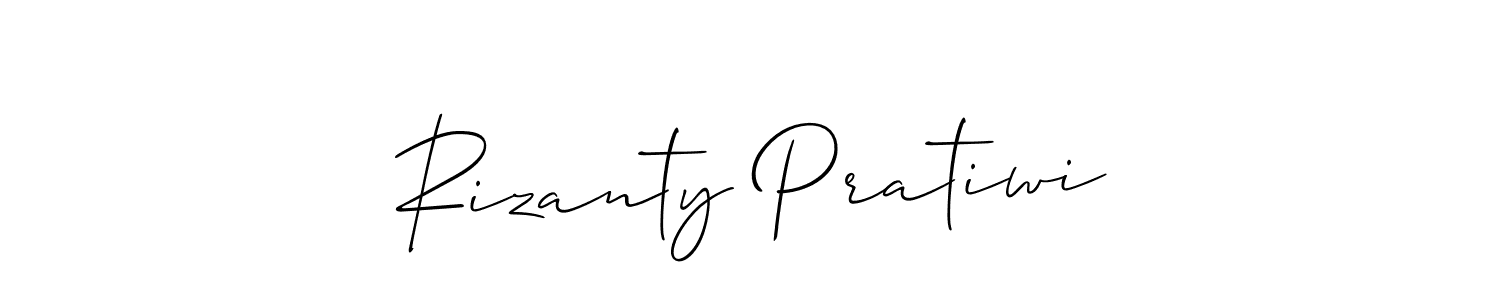 Create a beautiful signature design for name Rizanty Pratiwi. With this signature (Allison_Script) fonts, you can make a handwritten signature for free. Rizanty Pratiwi signature style 2 images and pictures png
