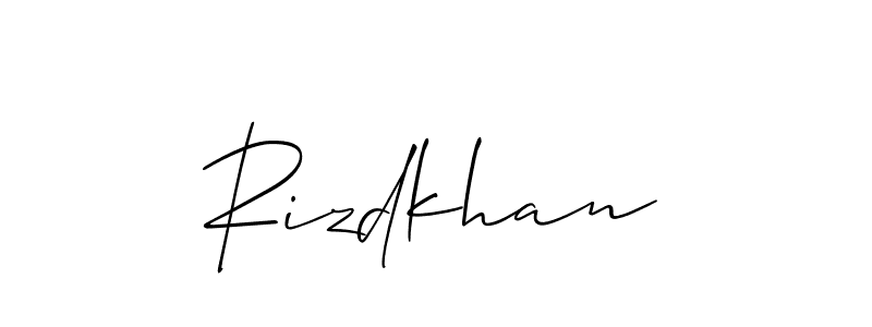 if you are searching for the best signature style for your name Rizdkhan. so please give up your signature search. here we have designed multiple signature styles  using Allison_Script. Rizdkhan signature style 2 images and pictures png