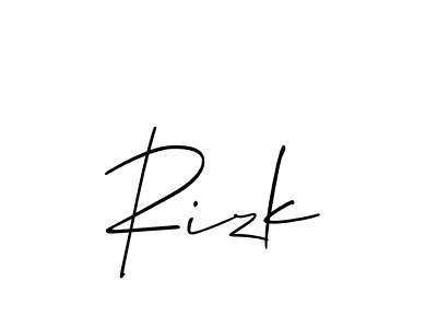 Also You can easily find your signature by using the search form. We will create Rizk name handwritten signature images for you free of cost using Allison_Script sign style. Rizk signature style 2 images and pictures png