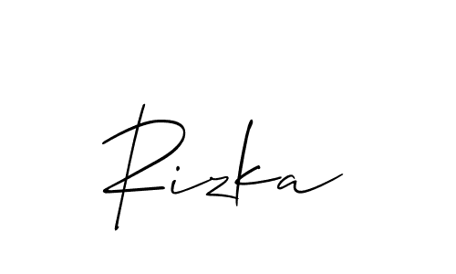 if you are searching for the best signature style for your name Rizka. so please give up your signature search. here we have designed multiple signature styles  using Allison_Script. Rizka signature style 2 images and pictures png