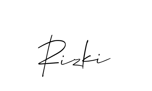 Rizki stylish signature style. Best Handwritten Sign (Allison_Script) for my name. Handwritten Signature Collection Ideas for my name Rizki. Rizki signature style 2 images and pictures png