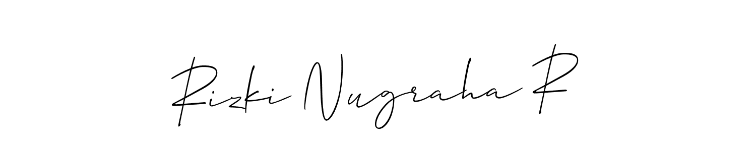 Use a signature maker to create a handwritten signature online. With this signature software, you can design (Allison_Script) your own signature for name Rizki Nugraha R. Rizki Nugraha R signature style 2 images and pictures png