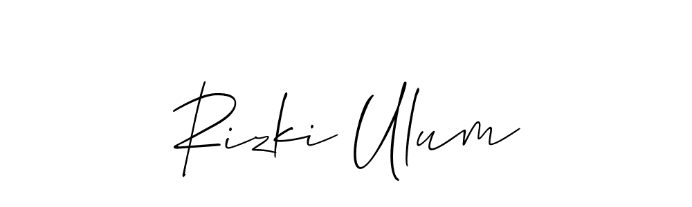 Make a beautiful signature design for name Rizki Ulum. With this signature (Allison_Script) style, you can create a handwritten signature for free. Rizki Ulum signature style 2 images and pictures png
