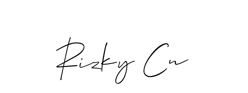 Create a beautiful signature design for name Rizky Cn. With this signature (Allison_Script) fonts, you can make a handwritten signature for free. Rizky Cn signature style 2 images and pictures png