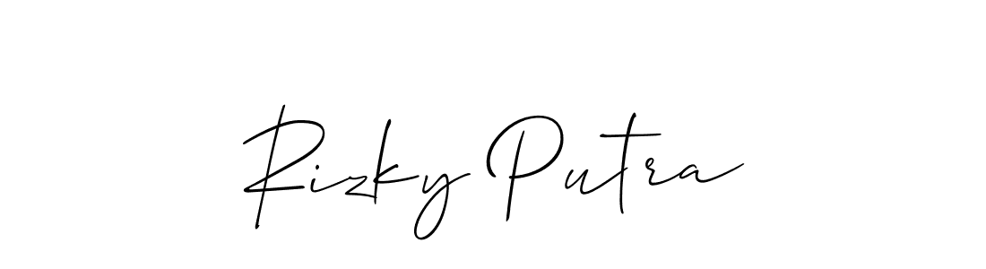 Similarly Allison_Script is the best handwritten signature design. Signature creator online .You can use it as an online autograph creator for name Rizky Putra. Rizky Putra signature style 2 images and pictures png