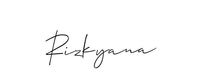 How to Draw Rizkyana signature style? Allison_Script is a latest design signature styles for name Rizkyana. Rizkyana signature style 2 images and pictures png