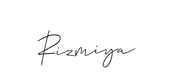The best way (Allison_Script) to make a short signature is to pick only two or three words in your name. The name Rizmiya include a total of six letters. For converting this name. Rizmiya signature style 2 images and pictures png