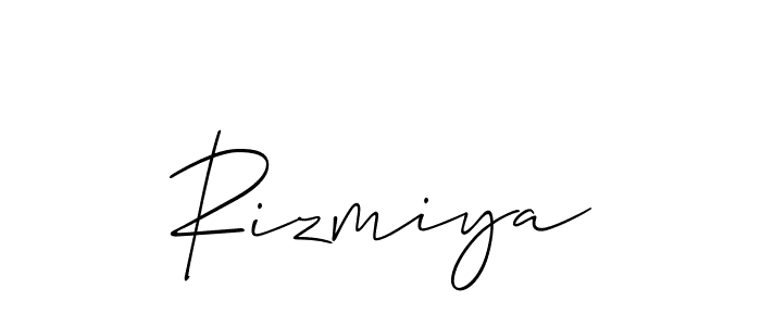 The best way (Allison_Script) to make a short signature is to pick only two or three words in your name. The name Rizmiya include a total of six letters. For converting this name. Rizmiya signature style 2 images and pictures png