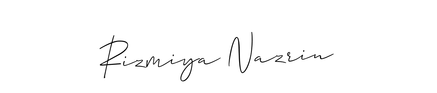 Also we have Rizmiya Nazrin name is the best signature style. Create professional handwritten signature collection using Allison_Script autograph style. Rizmiya Nazrin signature style 2 images and pictures png