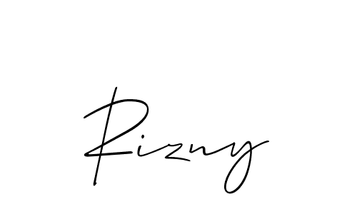 Allison_Script is a professional signature style that is perfect for those who want to add a touch of class to their signature. It is also a great choice for those who want to make their signature more unique. Get Rizny name to fancy signature for free. Rizny signature style 2 images and pictures png
