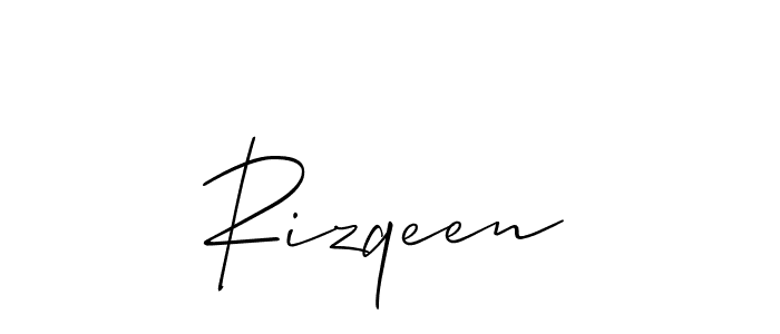 Also we have Rizqeen name is the best signature style. Create professional handwritten signature collection using Allison_Script autograph style. Rizqeen signature style 2 images and pictures png