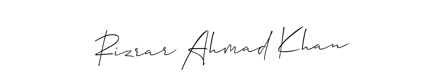 How to Draw Rizrar Ahmad Khan signature style? Allison_Script is a latest design signature styles for name Rizrar Ahmad Khan. Rizrar Ahmad Khan signature style 2 images and pictures png