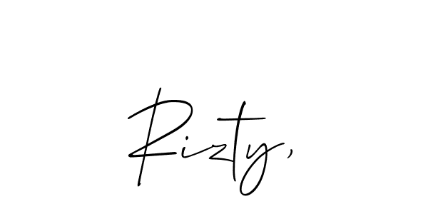 Create a beautiful signature design for name Rizty,. With this signature (Allison_Script) fonts, you can make a handwritten signature for free. Rizty, signature style 2 images and pictures png