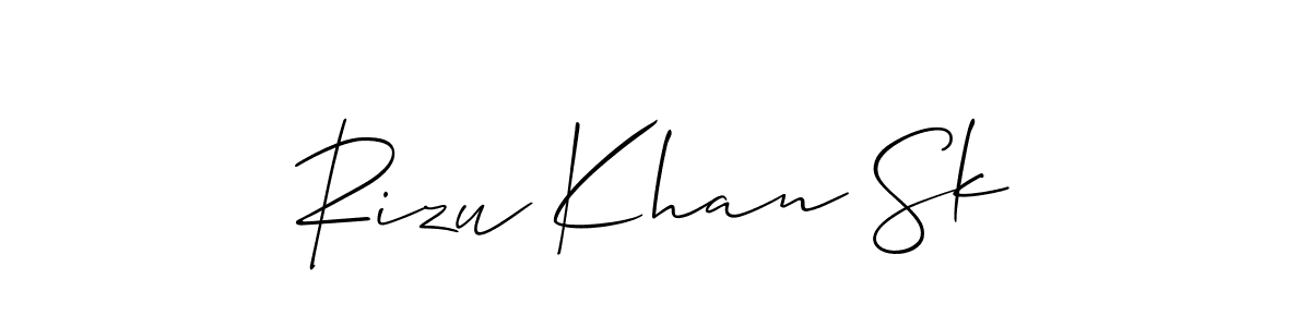 if you are searching for the best signature style for your name Rizu Khan Sk. so please give up your signature search. here we have designed multiple signature styles  using Allison_Script. Rizu Khan Sk signature style 2 images and pictures png