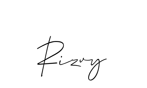 The best way (Allison_Script) to make a short signature is to pick only two or three words in your name. The name Rizvy include a total of six letters. For converting this name. Rizvy signature style 2 images and pictures png