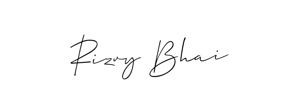 if you are searching for the best signature style for your name Rizvy Bhai. so please give up your signature search. here we have designed multiple signature styles  using Allison_Script. Rizvy Bhai signature style 2 images and pictures png