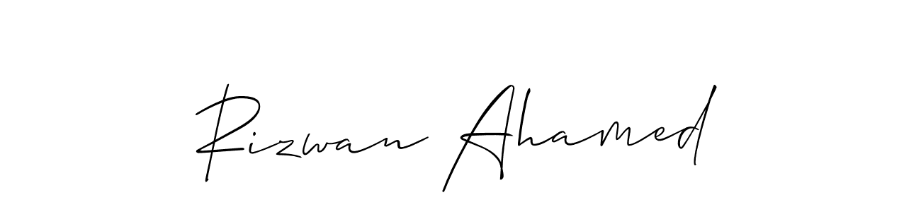 The best way (Allison_Script) to make a short signature is to pick only two or three words in your name. The name Rizwan Ahamed include a total of six letters. For converting this name. Rizwan Ahamed signature style 2 images and pictures png