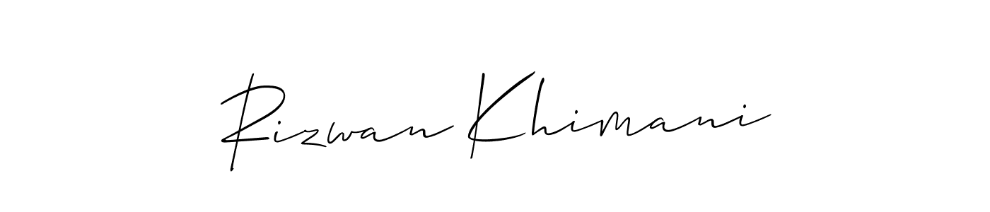 Create a beautiful signature design for name Rizwan Khimani. With this signature (Allison_Script) fonts, you can make a handwritten signature for free. Rizwan Khimani signature style 2 images and pictures png