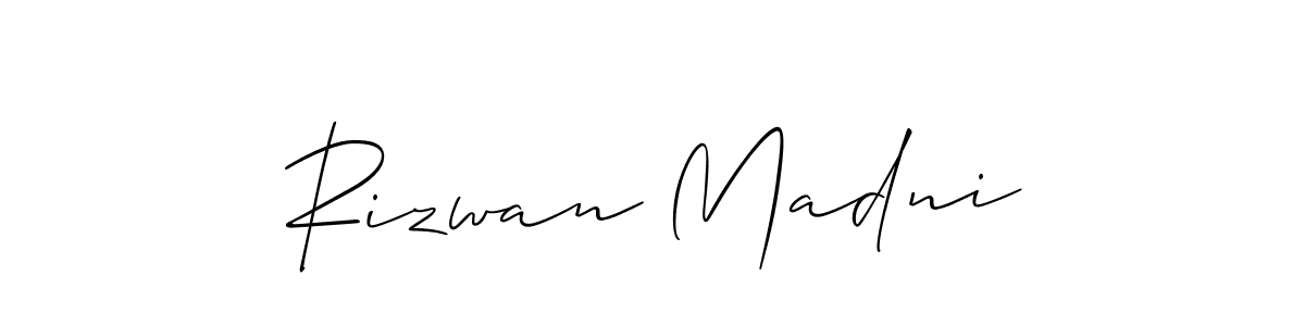 How to Draw Rizwan Madni signature style? Allison_Script is a latest design signature styles for name Rizwan Madni. Rizwan Madni signature style 2 images and pictures png