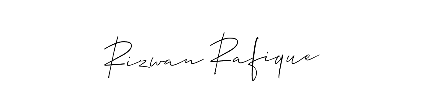 The best way (Allison_Script) to make a short signature is to pick only two or three words in your name. The name Rizwan Rafique include a total of six letters. For converting this name. Rizwan Rafique signature style 2 images and pictures png