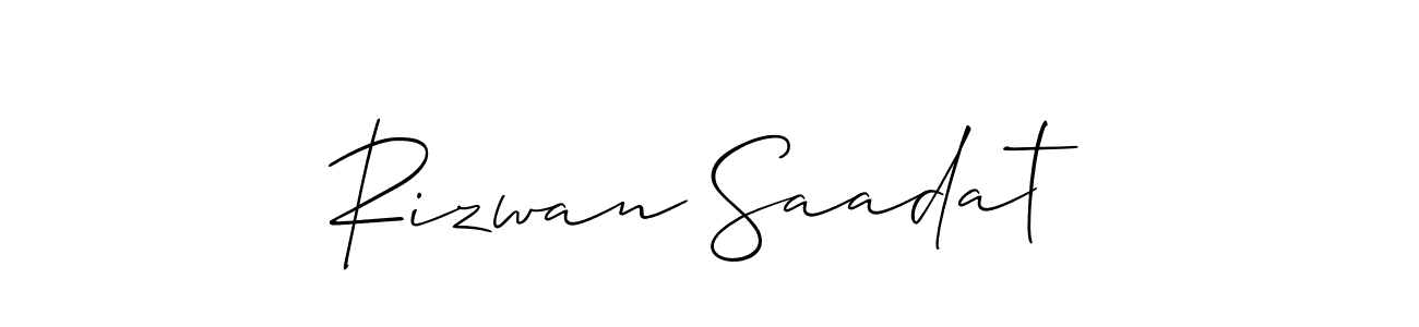 Make a short Rizwan Saadat signature style. Manage your documents anywhere anytime using Allison_Script. Create and add eSignatures, submit forms, share and send files easily. Rizwan Saadat signature style 2 images and pictures png