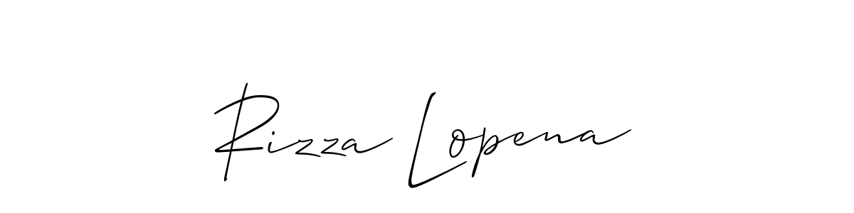 if you are searching for the best signature style for your name Rizza Lopena. so please give up your signature search. here we have designed multiple signature styles  using Allison_Script. Rizza Lopena signature style 2 images and pictures png