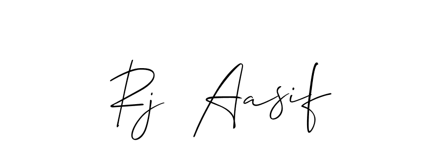 Allison_Script is a professional signature style that is perfect for those who want to add a touch of class to their signature. It is also a great choice for those who want to make their signature more unique. Get Rj  Aasif name to fancy signature for free. Rj  Aasif signature style 2 images and pictures png