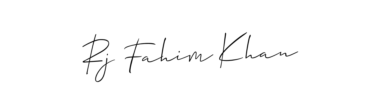 The best way (Allison_Script) to make a short signature is to pick only two or three words in your name. The name Rj Fahim Khan include a total of six letters. For converting this name. Rj Fahim Khan signature style 2 images and pictures png