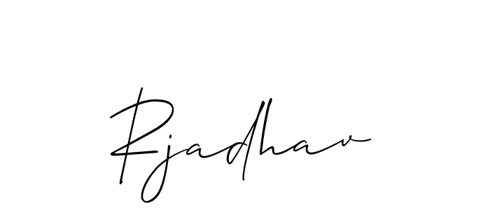 Use a signature maker to create a handwritten signature online. With this signature software, you can design (Allison_Script) your own signature for name Rjadhav. Rjadhav signature style 2 images and pictures png