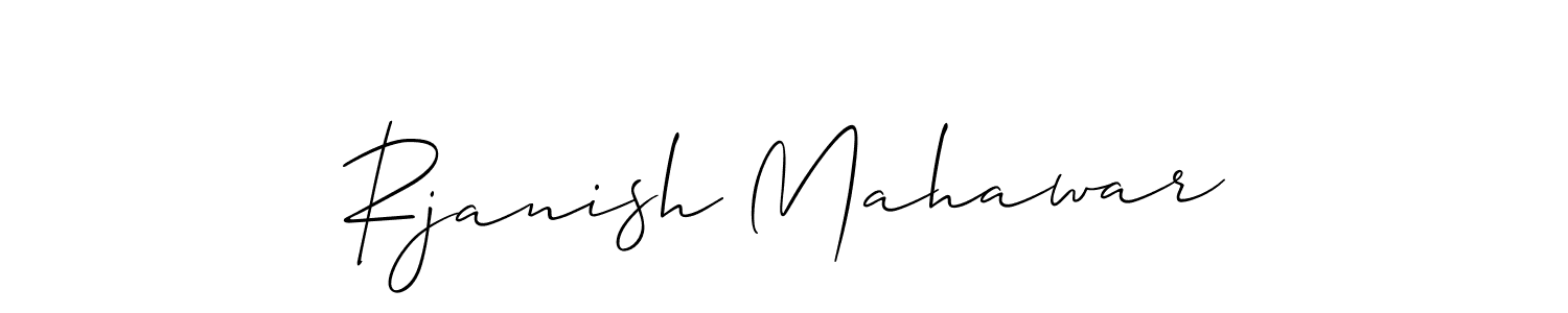 if you are searching for the best signature style for your name Rjanish Mahawar. so please give up your signature search. here we have designed multiple signature styles  using Allison_Script. Rjanish Mahawar signature style 2 images and pictures png