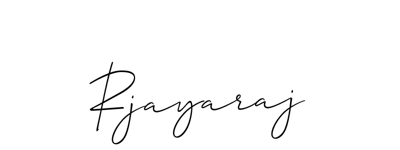Use a signature maker to create a handwritten signature online. With this signature software, you can design (Allison_Script) your own signature for name Rjayaraj. Rjayaraj signature style 2 images and pictures png