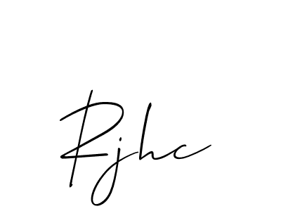 Also You can easily find your signature by using the search form. We will create Rjhc name handwritten signature images for you free of cost using Allison_Script sign style. Rjhc signature style 2 images and pictures png