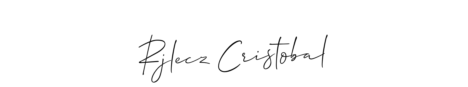 The best way (Allison_Script) to make a short signature is to pick only two or three words in your name. The name Rjlecz Cristobal include a total of six letters. For converting this name. Rjlecz Cristobal signature style 2 images and pictures png