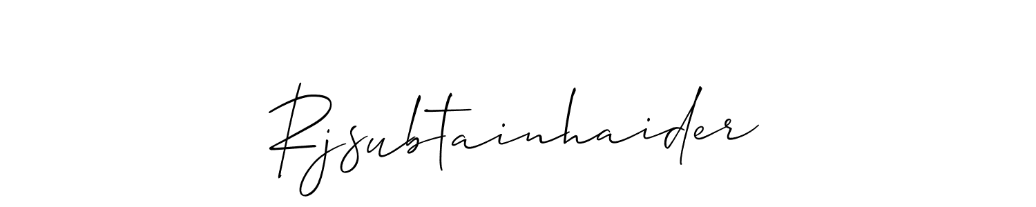 Use a signature maker to create a handwritten signature online. With this signature software, you can design (Allison_Script) your own signature for name Rjsubtainhaider. Rjsubtainhaider signature style 2 images and pictures png