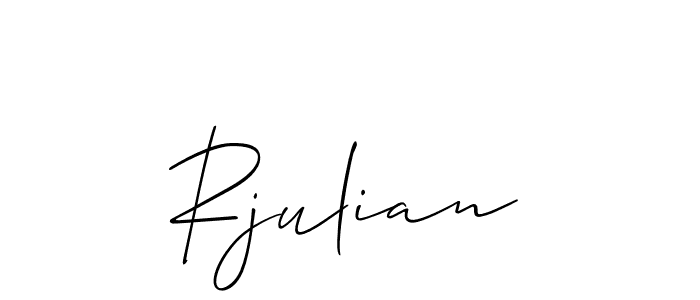 Similarly Allison_Script is the best handwritten signature design. Signature creator online .You can use it as an online autograph creator for name Rjulian. Rjulian signature style 2 images and pictures png