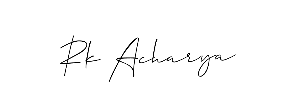 You should practise on your own different ways (Allison_Script) to write your name (Rk Acharya) in signature. don't let someone else do it for you. Rk Acharya signature style 2 images and pictures png