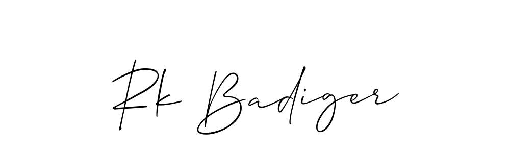 Use a signature maker to create a handwritten signature online. With this signature software, you can design (Allison_Script) your own signature for name Rk Badiger. Rk Badiger signature style 2 images and pictures png
