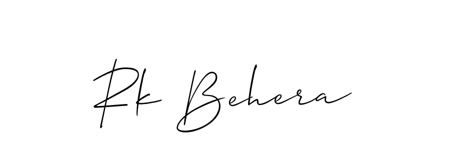 The best way (Allison_Script) to make a short signature is to pick only two or three words in your name. The name Rk Behera include a total of six letters. For converting this name. Rk Behera signature style 2 images and pictures png