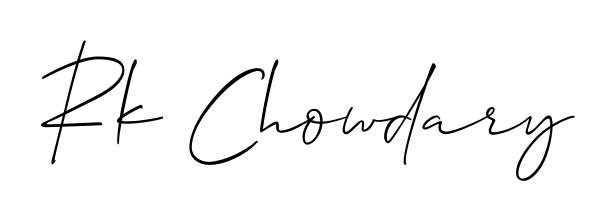 A sleek calligraphic signature for name Rk Chowdary utilizing Allison_Script styling. Great for adding personal signatures to photos and art. Rk Chowdary signature style 2 images and pictures png