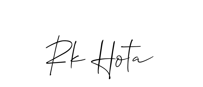 Design your own signature with our free online signature maker. With this signature software, you can create a handwritten (Allison_Script) signature for name Rk Hota. Rk Hota signature style 2 images and pictures png