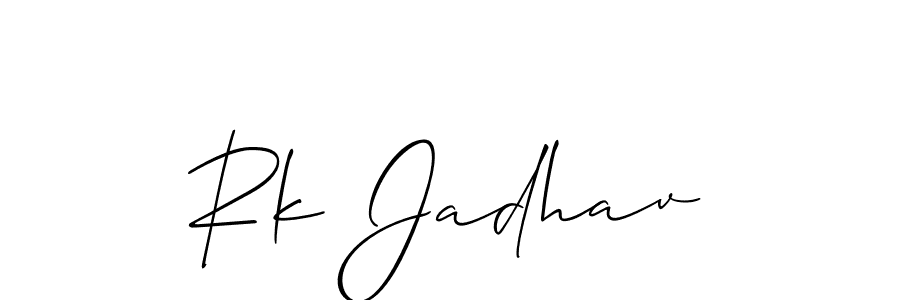 You should practise on your own different ways (Allison_Script) to write your name (Rk Jadhav) in signature. don't let someone else do it for you. Rk Jadhav signature style 2 images and pictures png