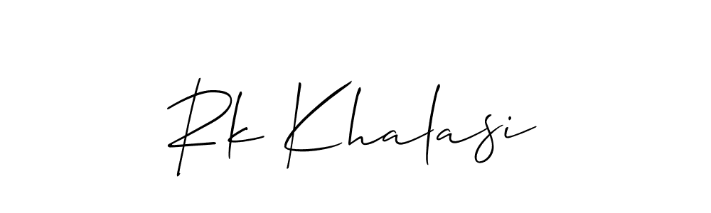 Make a beautiful signature design for name Rk Khalasi. With this signature (Allison_Script) style, you can create a handwritten signature for free. Rk Khalasi signature style 2 images and pictures png