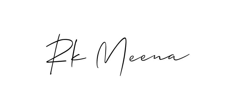 The best way (Allison_Script) to make a short signature is to pick only two or three words in your name. The name Rk Meena include a total of six letters. For converting this name. Rk Meena signature style 2 images and pictures png