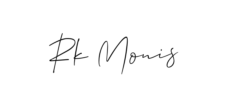 Make a short Rk Monis signature style. Manage your documents anywhere anytime using Allison_Script. Create and add eSignatures, submit forms, share and send files easily. Rk Monis signature style 2 images and pictures png