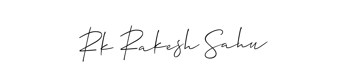 The best way (Allison_Script) to make a short signature is to pick only two or three words in your name. The name Rk Rakesh Sahu include a total of six letters. For converting this name. Rk Rakesh Sahu signature style 2 images and pictures png