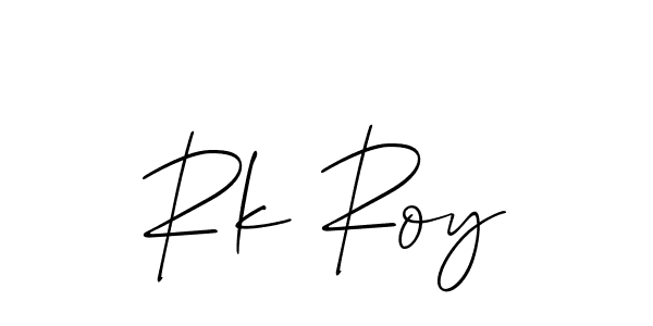 The best way (Allison_Script) to make a short signature is to pick only two or three words in your name. The name Rk Roy include a total of six letters. For converting this name. Rk Roy signature style 2 images and pictures png