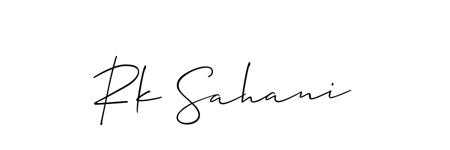 How to Draw Rk Sahani signature style? Allison_Script is a latest design signature styles for name Rk Sahani. Rk Sahani signature style 2 images and pictures png