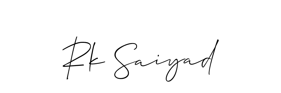 Make a beautiful signature design for name Rk Saiyad. With this signature (Allison_Script) style, you can create a handwritten signature for free. Rk Saiyad signature style 2 images and pictures png