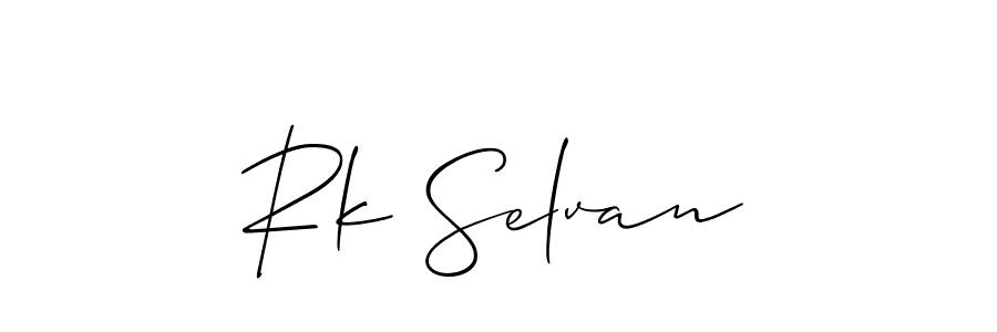 Also You can easily find your signature by using the search form. We will create Rk Selvan name handwritten signature images for you free of cost using Allison_Script sign style. Rk Selvan signature style 2 images and pictures png