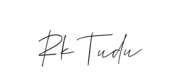 Design your own signature with our free online signature maker. With this signature software, you can create a handwritten (Allison_Script) signature for name Rk Tudu. Rk Tudu signature style 2 images and pictures png